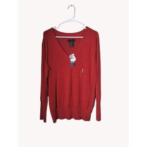 Attention Sweater Womens XL Rust Long Sleeve Knit Casual Teacher